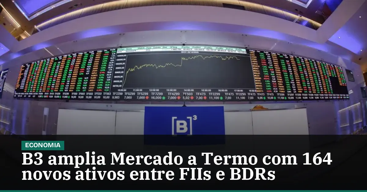 B3 amplia Mercado a Termo com 164 novos ativos entre FIIs e BDRs