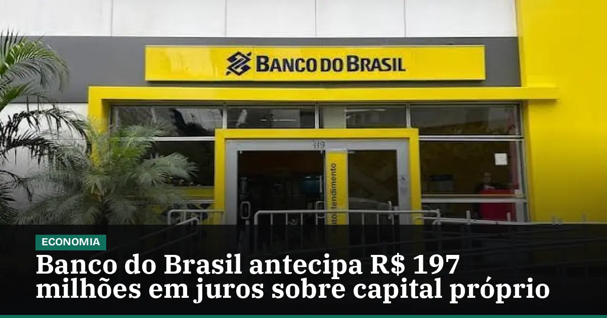 Banco do Brasil antecipa R$ 197 milhões em juros sobre capital próprio